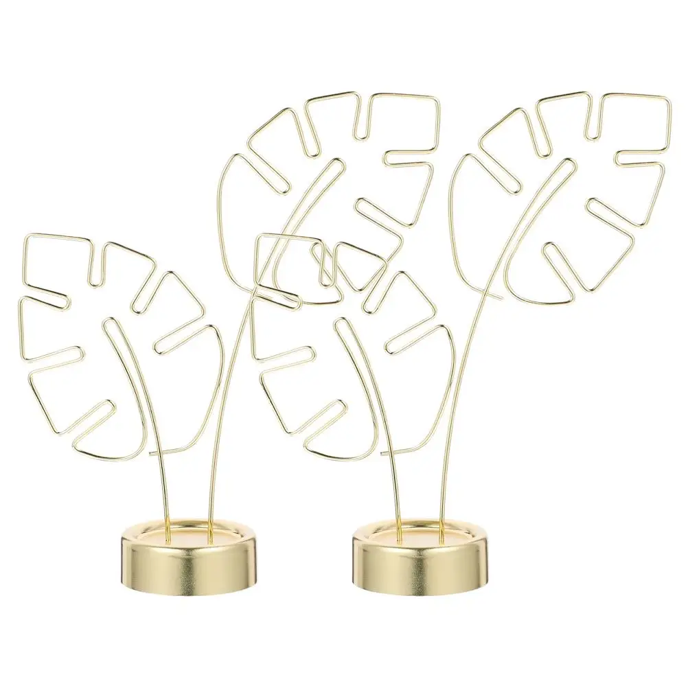 2 Pcs Metal Turtle Leaf Card Holder Desk Decor Photo St Note Clip Stainless Steel Game Table Display Picture Frame