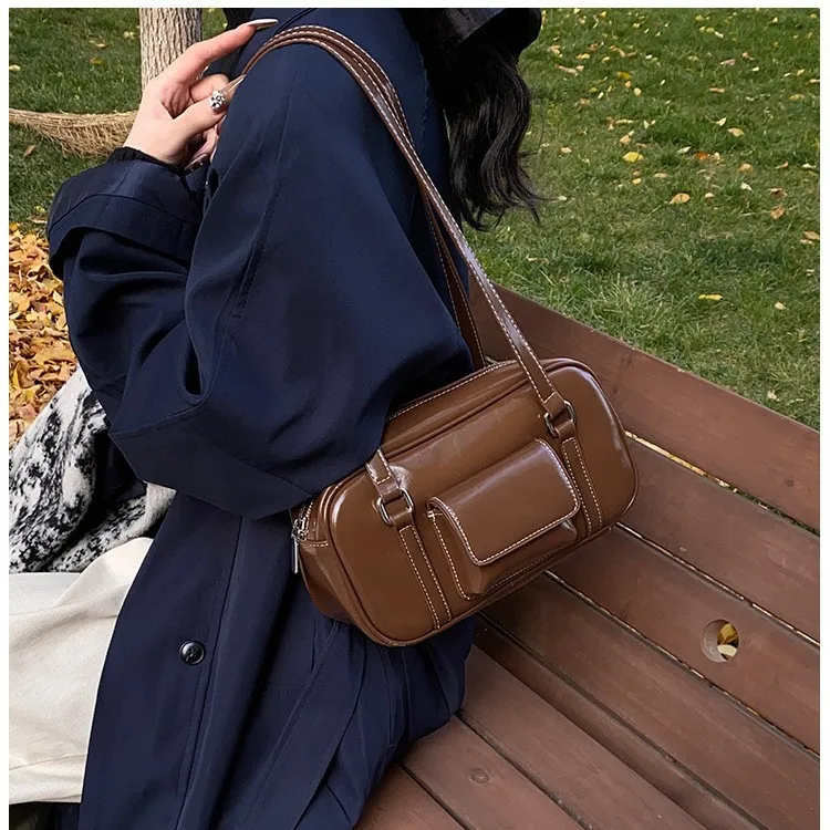 2025년 신상 여성용 언더암 백, 천연 가죽 멀티웨이 숄더 크로스바디 토트, 빈티지 시크 대용량 핸드백