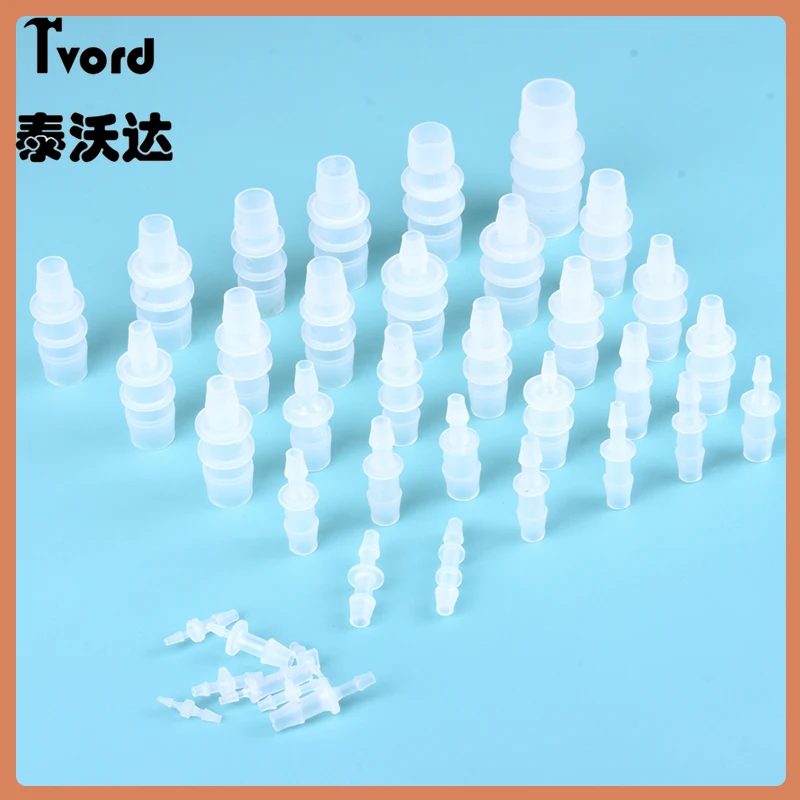 1.6-25mm Plastic Silicone Tube Straight Pipe Fitting Small size Pagoda Barb Coupling Reducing Straight Fish Tank PP Insert Hose