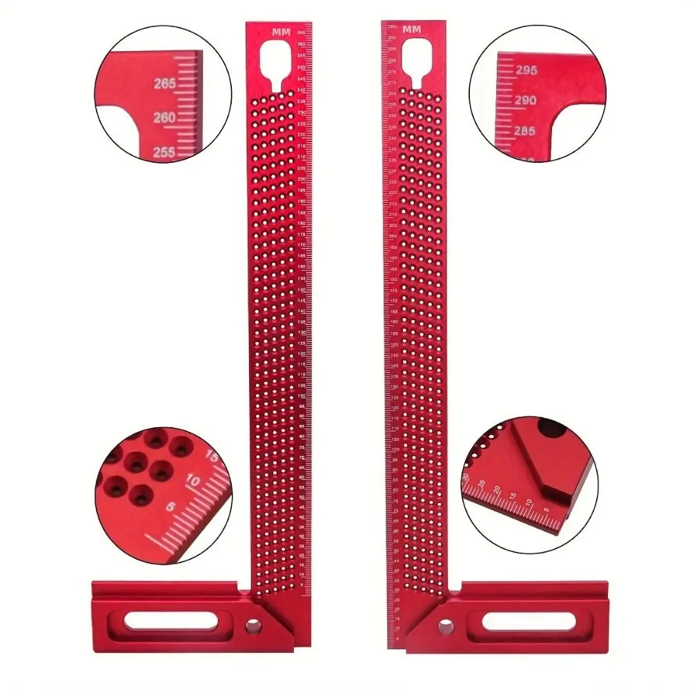 

Линейка с отверстиями L-типа 300 мм, 45/90 градусов, из алюминиевого сплава, маркировочный калибр, прецизионная многофункциональная линейка для позиционирования угла