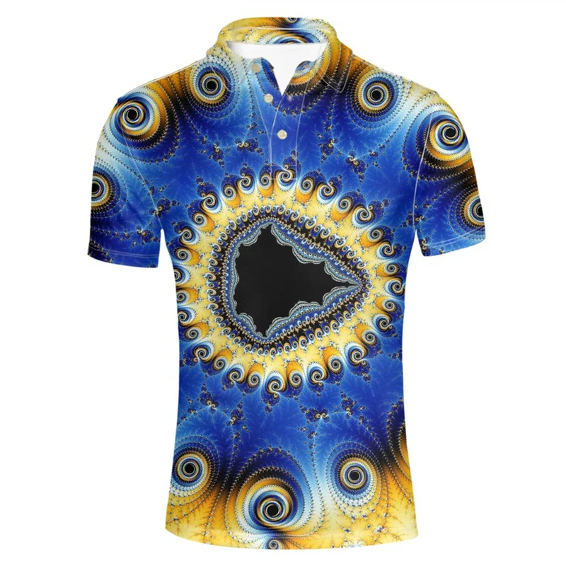 Dizzy Geometric 3d Printed Polo Shirt Men Summer Oversized Tshirts Casual Street Lapel Short Sleeves Tops Tee Shirts Clothes