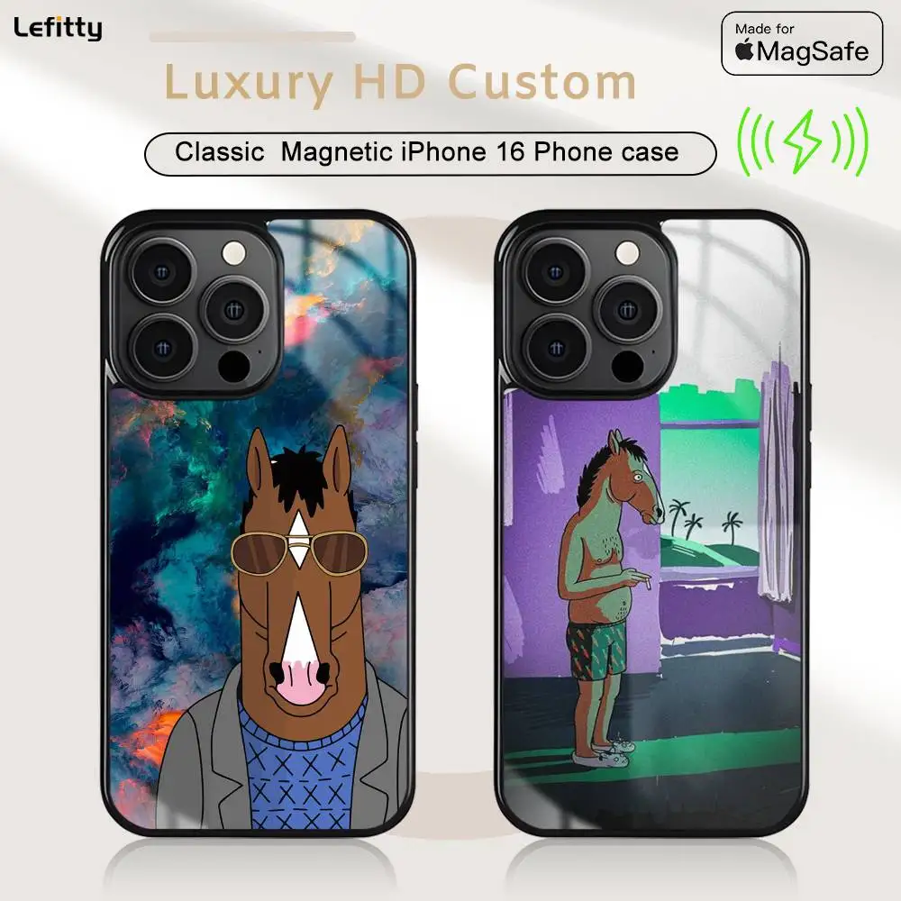

Anime B-BoJack Horseman Phone case For iPhone 16 15 14 13 12 11 Pro Max Plus Mini Magsafe Charging Cover Magnetic Hard Shell