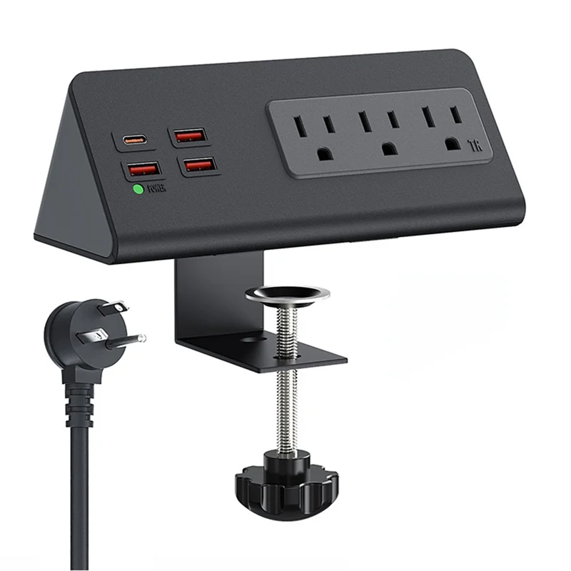 

M18K-Clamp Power Sockets Power Strip With USB-C Ports 3 AC Outlets 4 Fast Charging USB Ports For Home Office Hotel