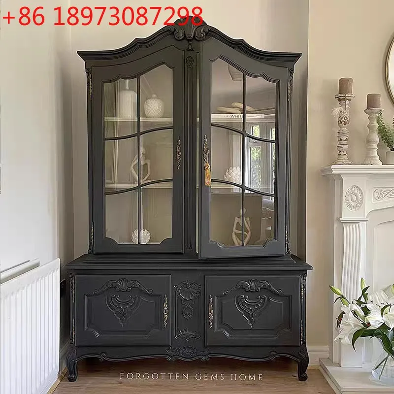 

Американский кантри гостиная старый витрина французский ретро твердый деревянный европейский резной двухдверный обеденный боковой шкаф