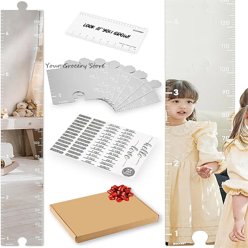 مخطط النمو + مرآة + لوح المسح الجاف للأطفال مخطط نمو الارتفاع مرآة تسجيل كل لحظة ثمينة لنمو طفلك