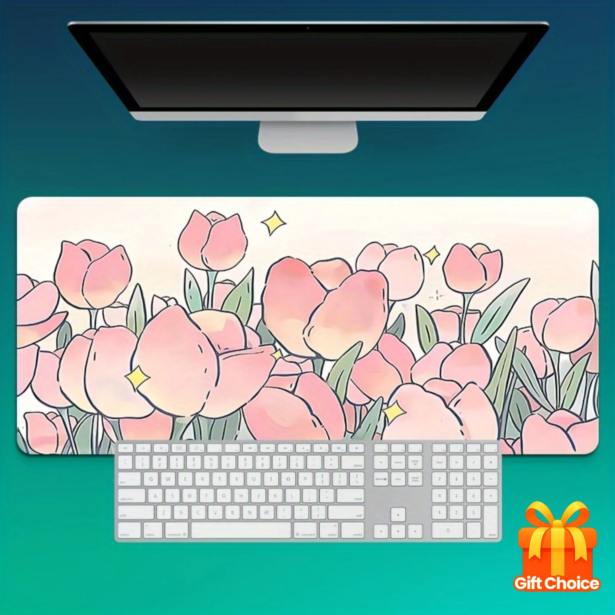 

Розовый коврик для мыши с цветочным рисунком и противоскользящим покрытием — дизайн с высококачественной печатью и прочными прошитыми краями для использования дома и в офисе, идеально подходит в качестве подарка