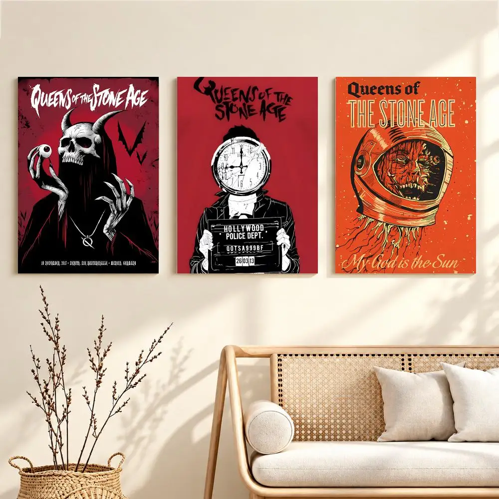 Hard Rock Band Q-Queens Of The Stone Age Poster Artwork Self Adhesive Indoor Wall Hanging Room Decor Gift