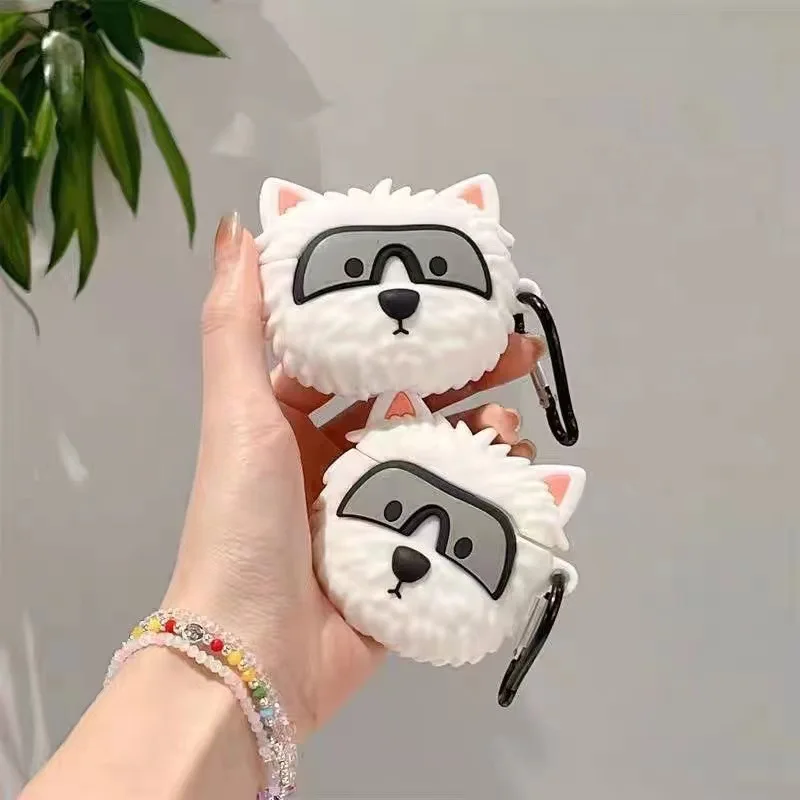 Для Airpods чехол, милый 3D мультяшный белый стеклянный чехол для Airpods 3, мягкий силиконовый чехол для наушников Airpods Pro 2