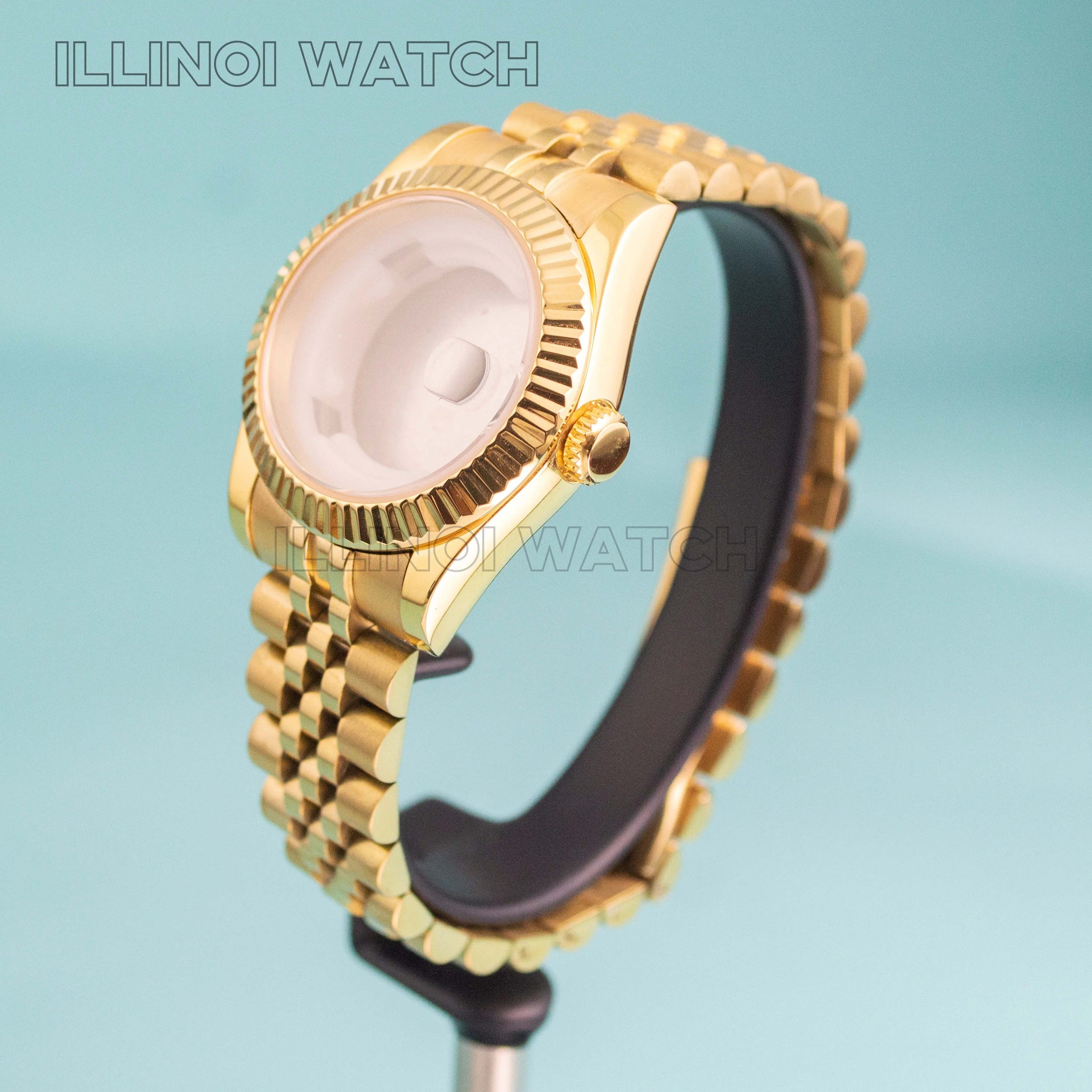 33mm Watch Case Band 316L Stainless Steel Jubilee Bracelet Sapphire Glass Women’s Rose Gold Silver Watch Case for NH05 NH06