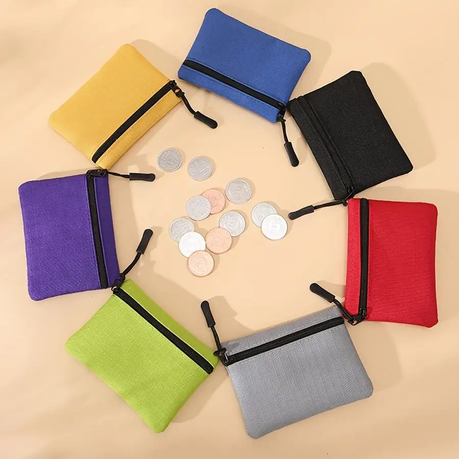 1/5/10/20/50/100pcs New Mini Multi-Color Oxford Cloth Coin Purse Solid Color Mesh Zipper Portable Coin Purse Student Card Holder