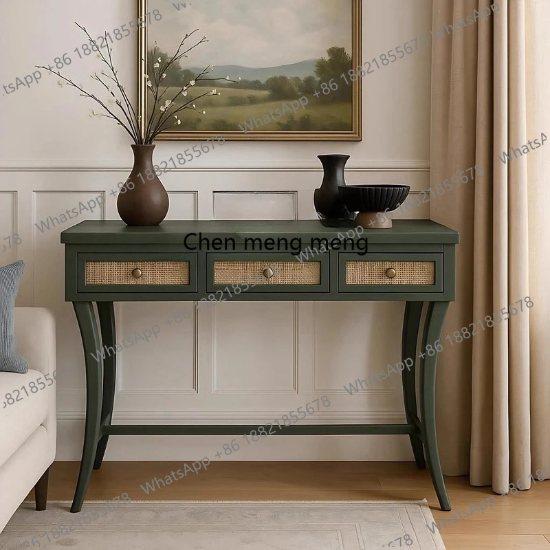 medieval entrance table foyer  entrance platform, very narrow aisle, living room entrance cabinet against the wall table