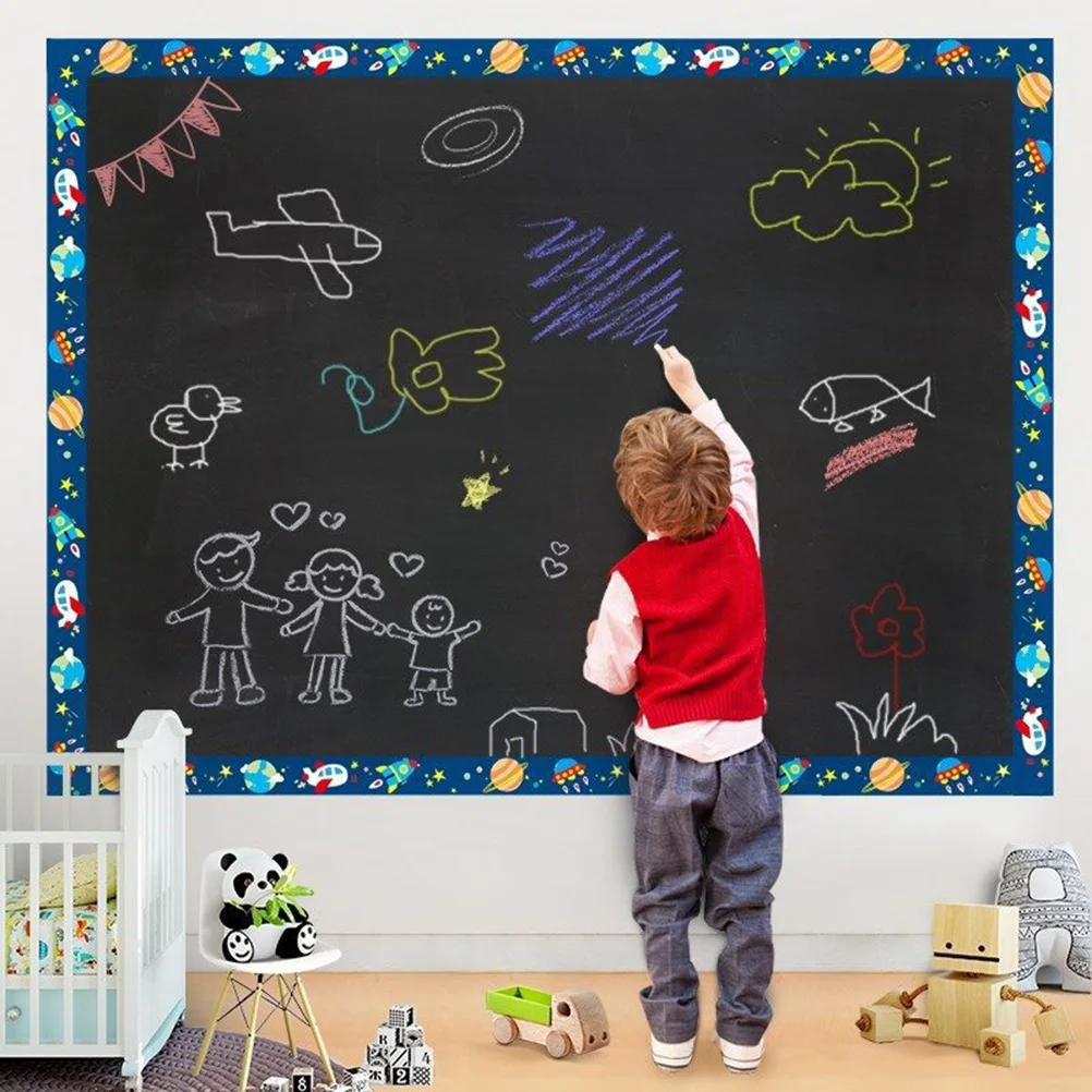

1pc DIY Chalkboard Sticker Removable Blackboard Wall Decal PVC Chalkboard for Home Classroom Office (Black)