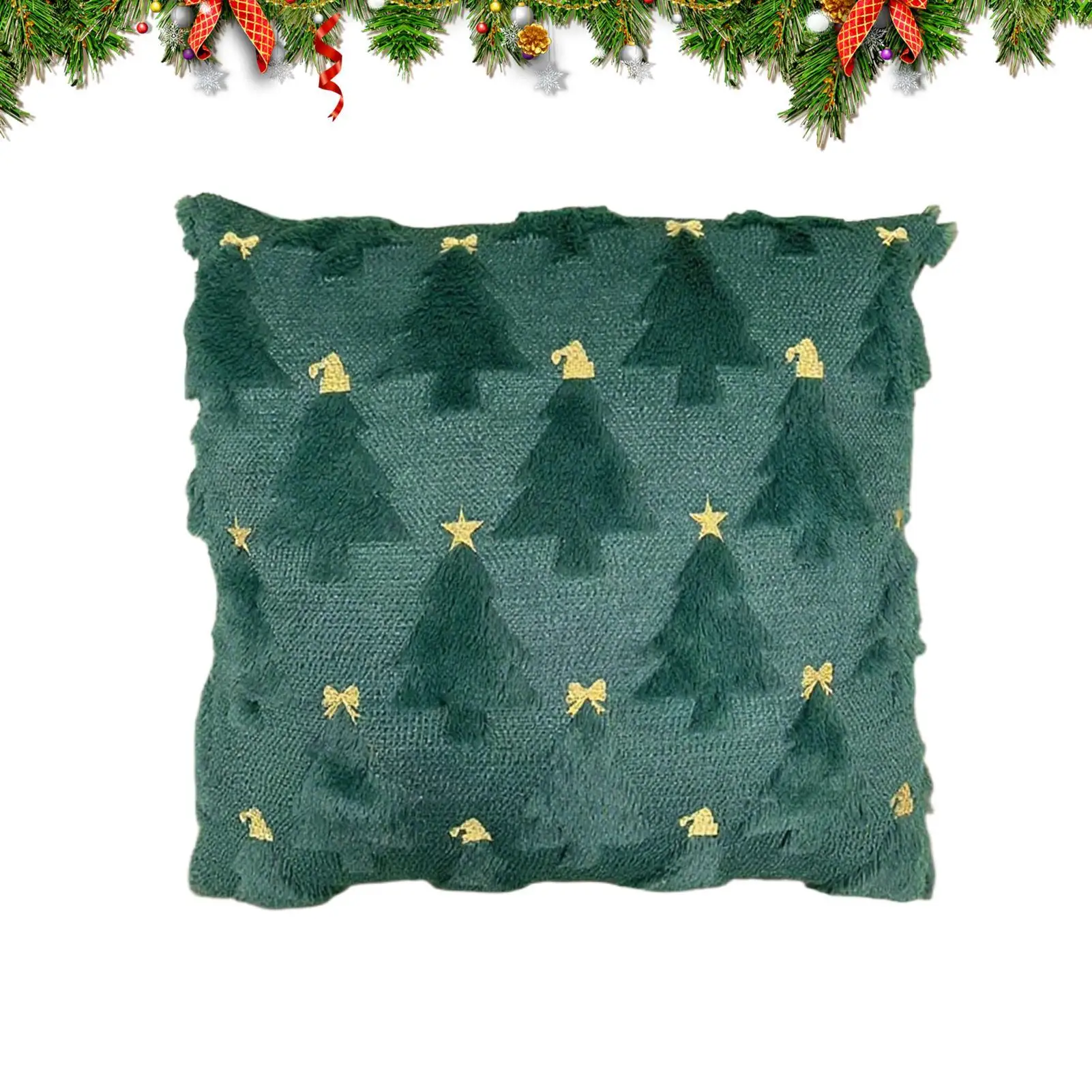 Christmas Pillow Cover 18x18 Inch Machine Washable Christmas Festive Plush Pillow Cover For Living Room Bed Sofa Bedroom