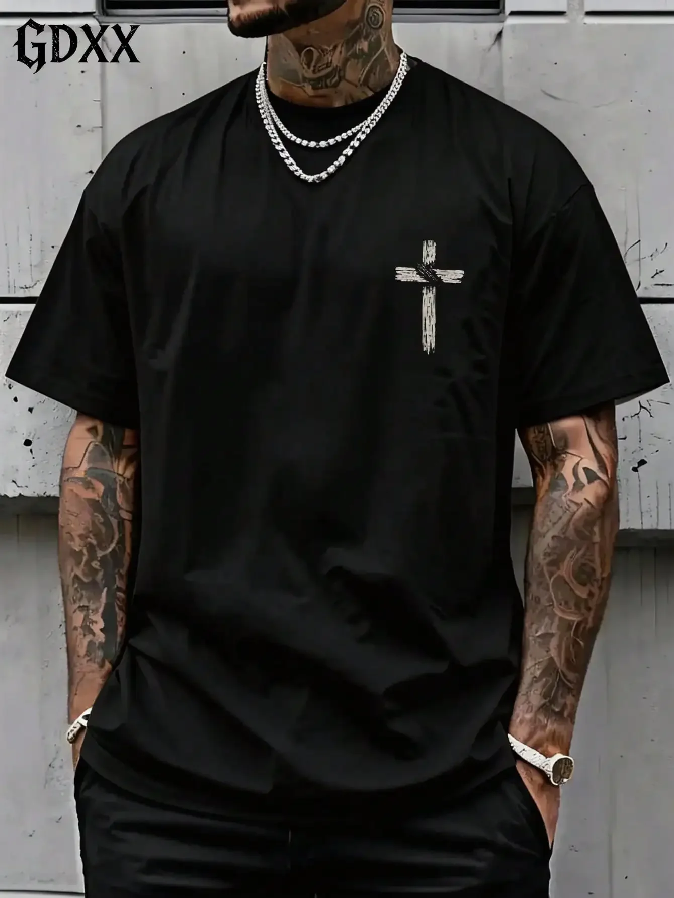 Plus-Size Philippians 4:13 T Shirt,Front And Back Cross Graphic,Christian Streetwear Summer Daily Church Wear For Men,A Surprise