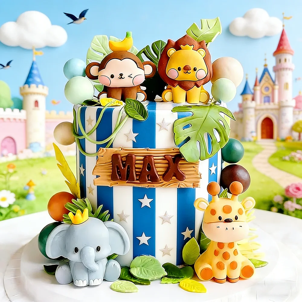 Zoo Jungle Animals Cake Decor  - Baby Nursery Jungle Theme ulasan dan harga