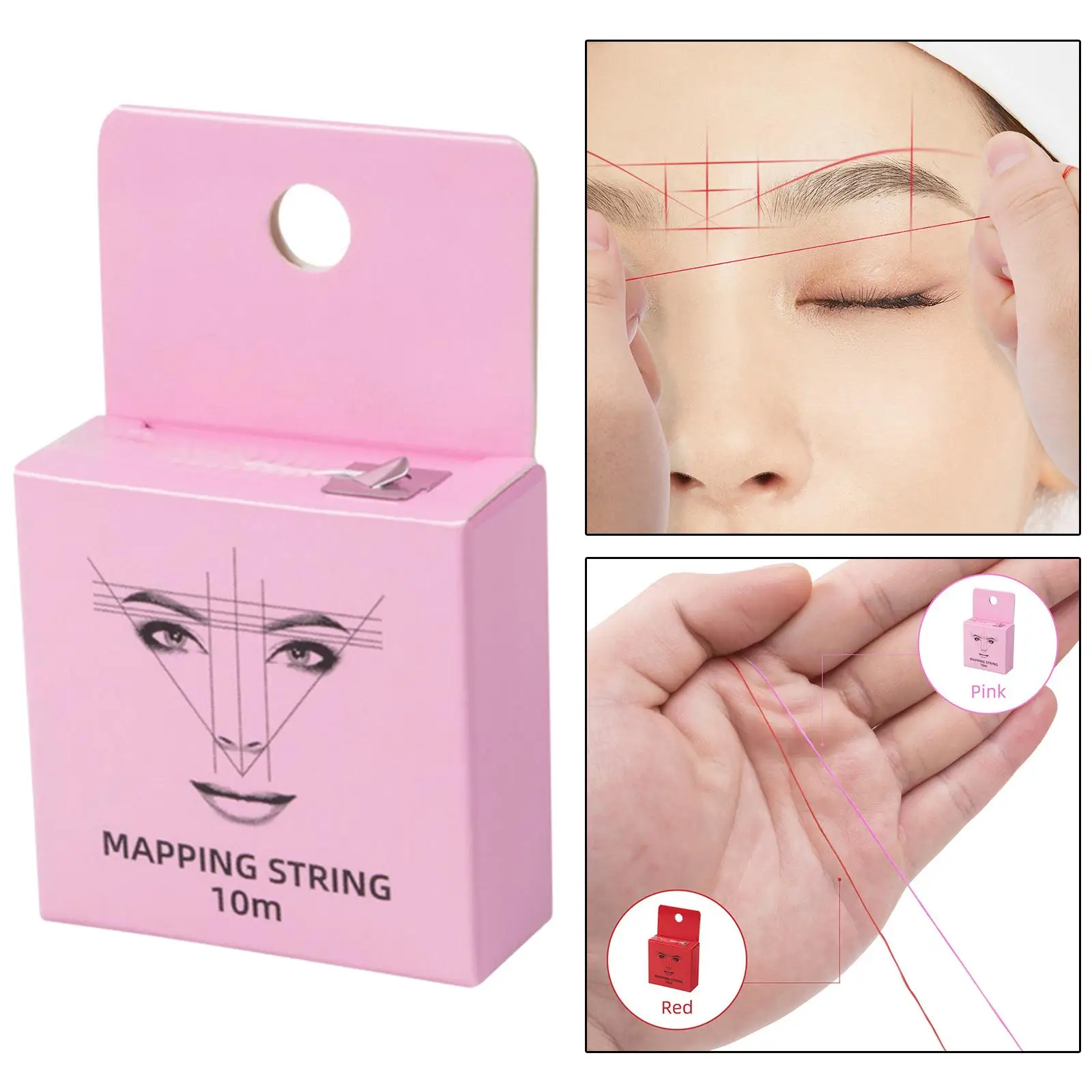 Augenbrauen-Mapping-Schnur, voreingefärbter, wiederverwendbarer Baumwollfaden-Marker mit Sticklineal für Brow Definition Tattoo Design