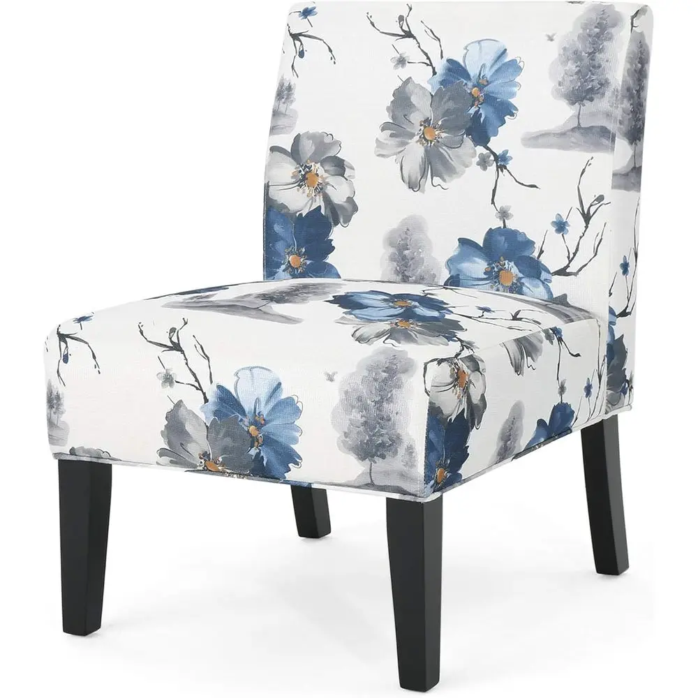 Kendal Traditional aric Accent Chair, Print, Matte lack, 22.5D x 29.5W x 32H in