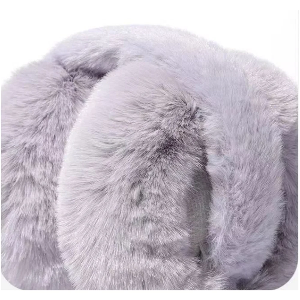 Winter Thickened Warm Ear Muffs Women\'s Fluffy Rabbit Fur Muffs Foldable Headphone Plush Ear Cover Fashion Ear Protection Earlap