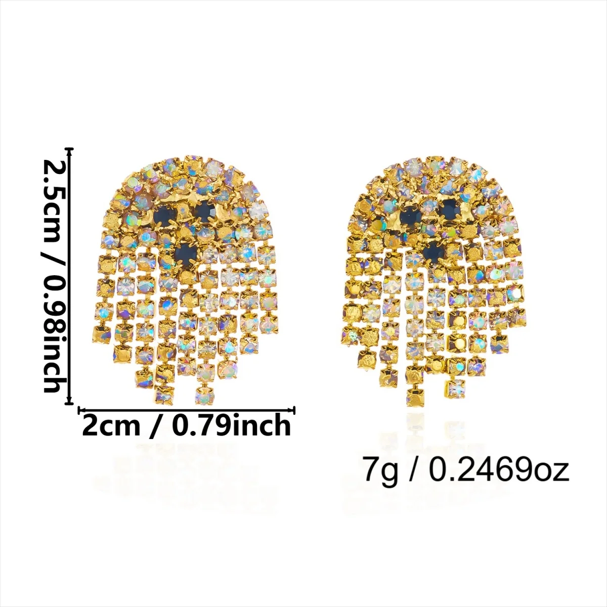 Niedliche Cartoon-Geister-Ohrstecker mit Strass und Quasten für Damen, Punk-Geister-Ohrringe, Halloween-Karneval-Party-Schmuck – Detail 40