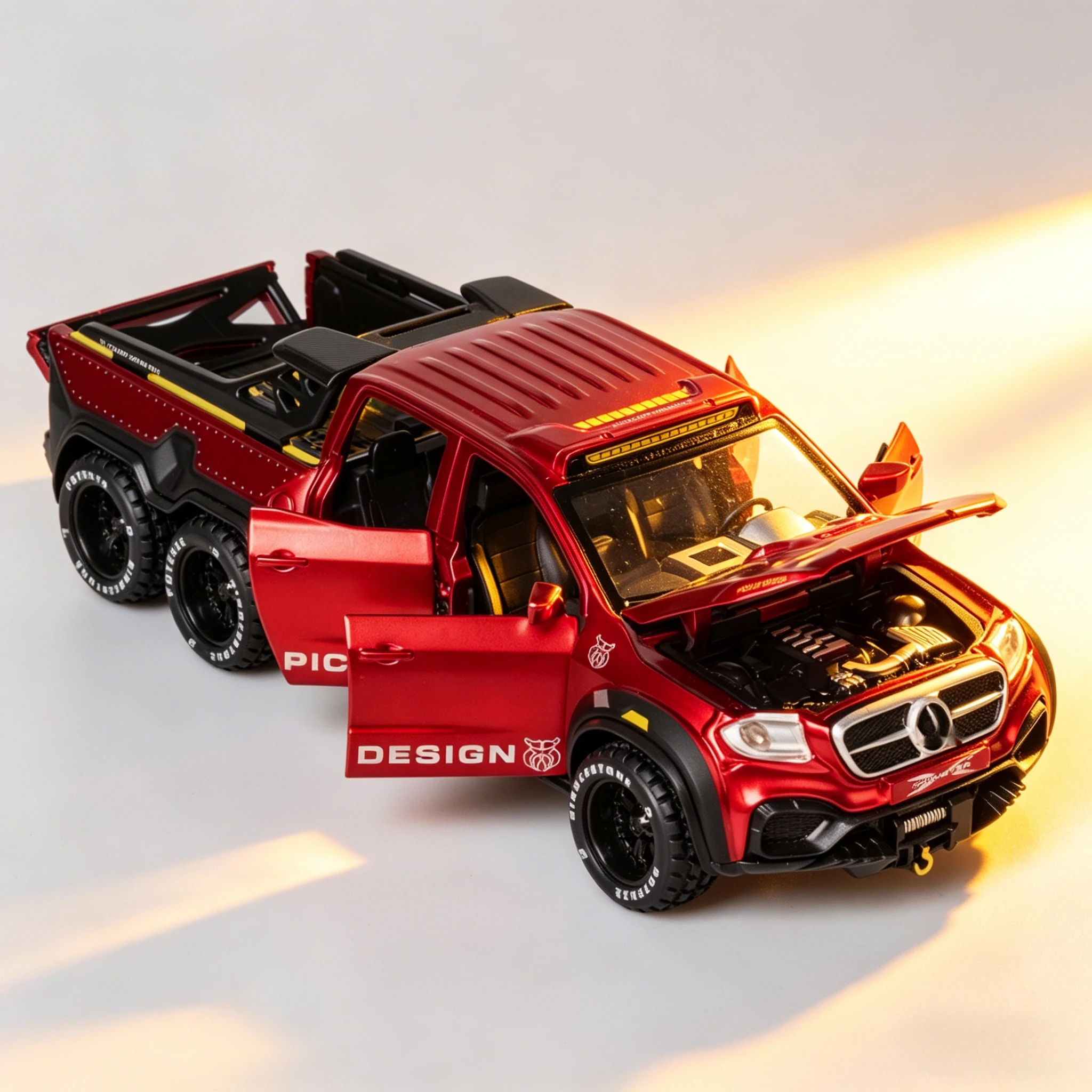 

Simulation 1:28 Scale X-Class 6X6 pickup alloy simulation car model with sound light and pull the sliding toys ornament