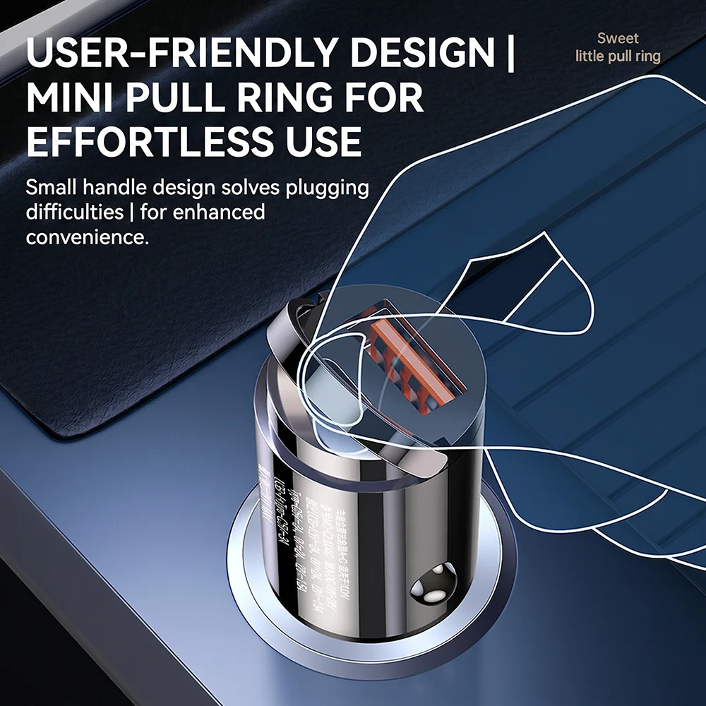 Stealth USB C Car Charger Dual Port PD QC 3.0 Fast Charging Adapter Flush Mount Metal Car Charger Plug For iPhone 17 16 Pro Max
