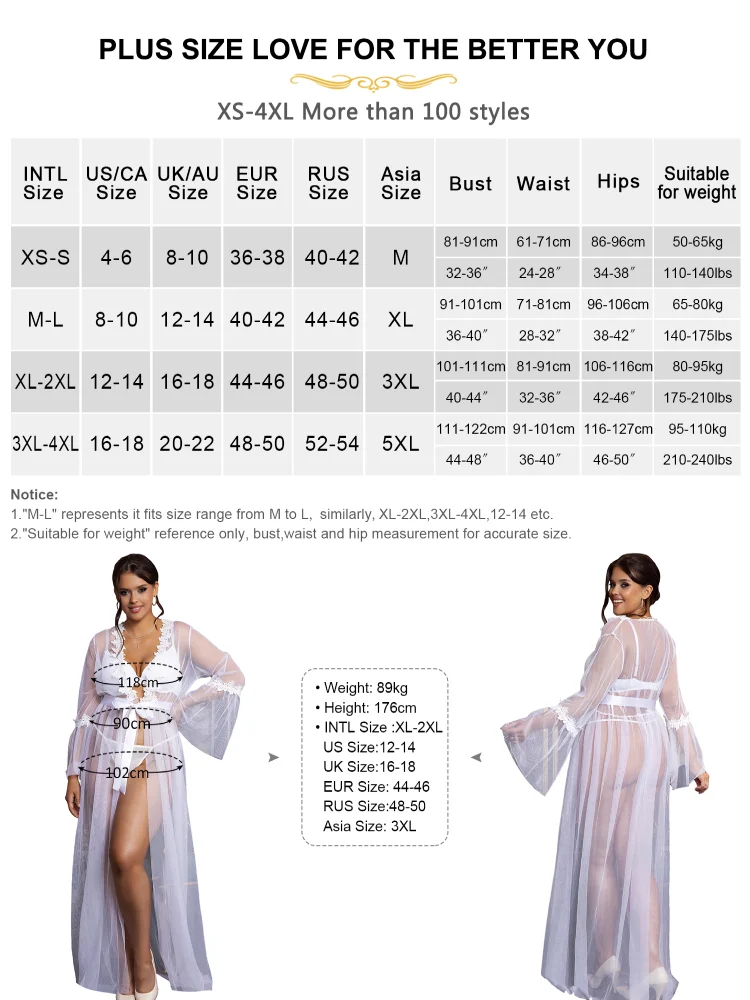 Comeondear High Quality Bride Robe Lingerie White Wedding Dress Pajamas Plus Size Mesh Sexy Nightie Long Sleeve Nightgown Belts