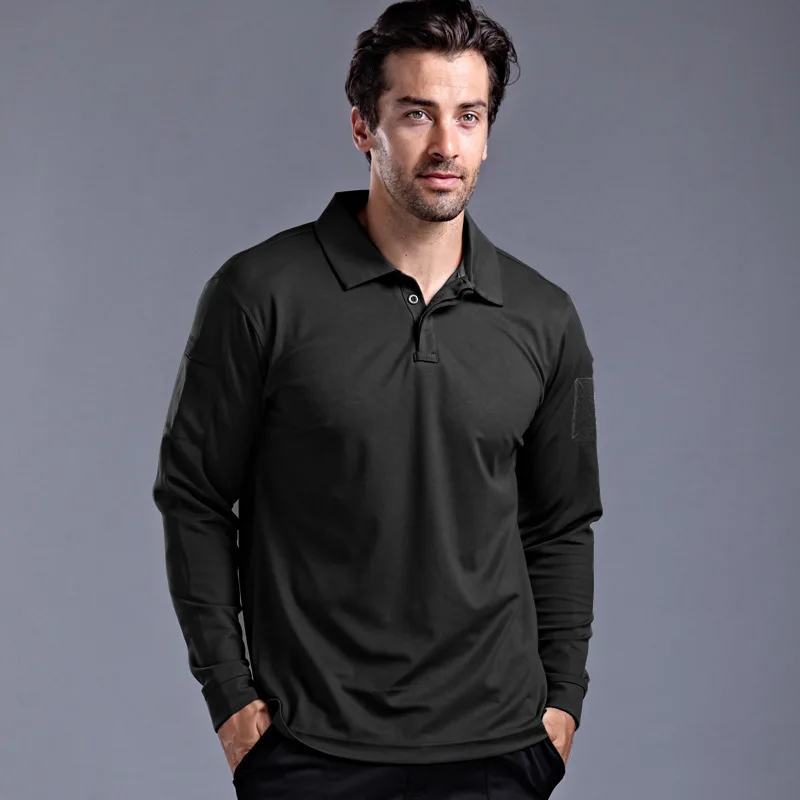 Men Long Sleeve T-Shirt Solid Color Spring Casual Quick Dry Long Sleeve Mens T-shirts Elastic Outdoor Training Hiking T-shirts