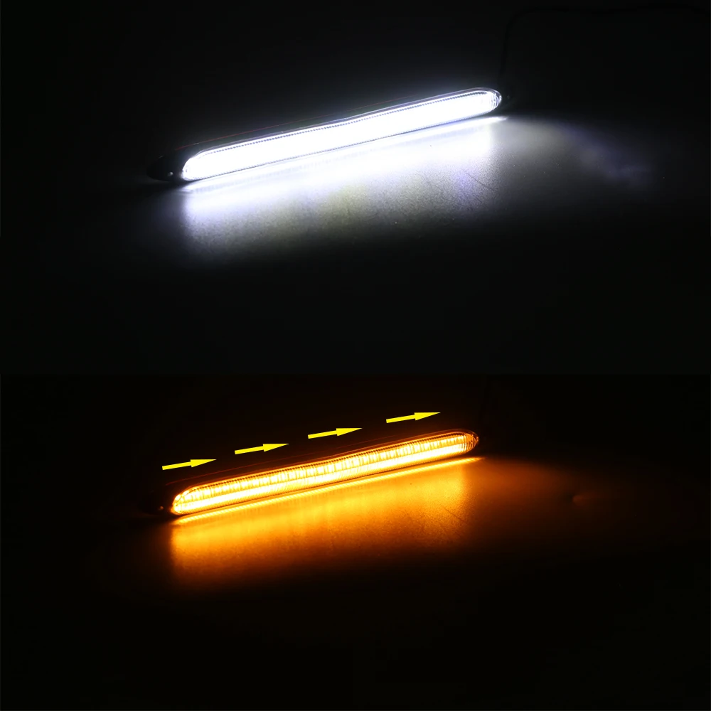 NLpearl 12V Sequential DRL LED Daytime Running Light for Car Headlight Waterprool Flow LED DRL Turn Signal Yellow Extra Light