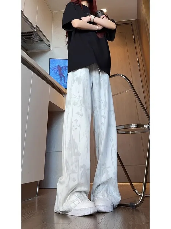 

Белые свободные брюки из ледяного шелка для мужчин, летние, тонкие, быстросохнущие, повседневные, легкие, удобные, модные