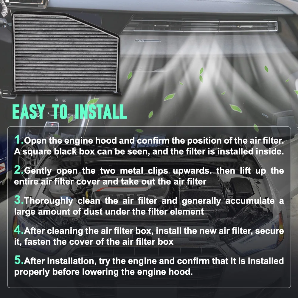 Auto Motor Carbon Kabine Luftfilter Für VW BEETLE CC EOS JETTA GTI PASSAT R32 RABBIT ROUTAN TIGUAN und AUDI A3 Q3 TT – Detail 12
