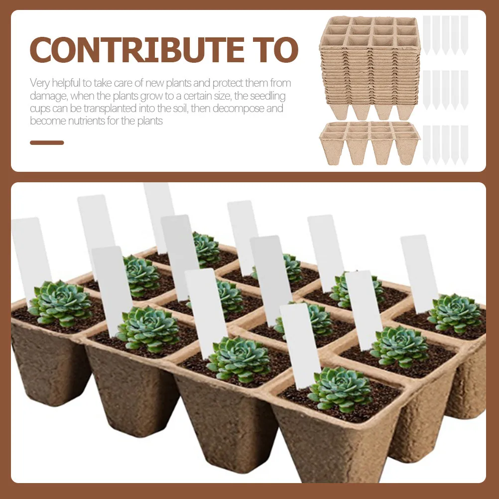 Compostable Pulp Planting Cups & Nursery Trays for Seed Starting – Indoor/Outdoor Use, Eco-Friendly Starter Kit