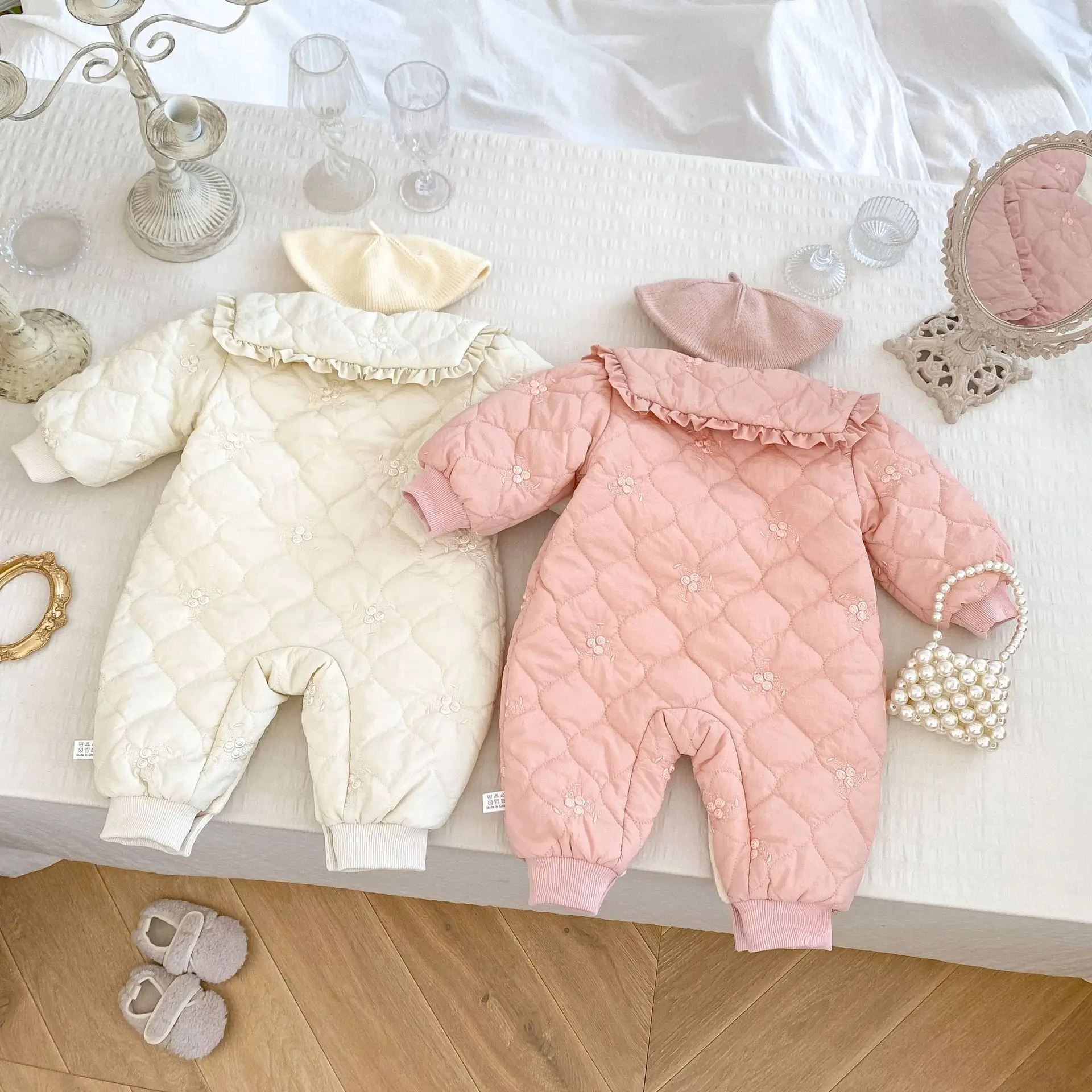 Baby Girl Boys Winter Clothes Jumpsuit For Kids Long Sleeve Thickened Warm Newborns Infants Bodysuit Embroider One-Pieces 0-2Y