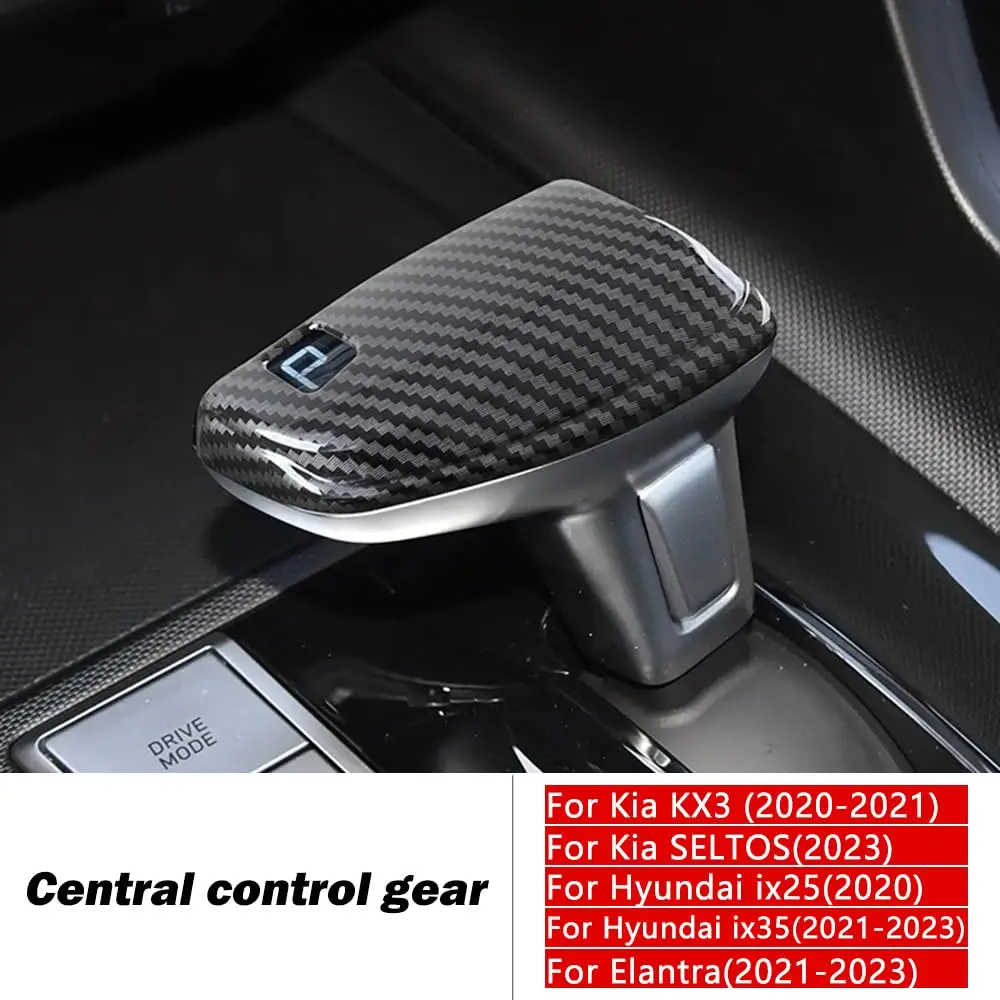 

Carbon Fiber Gear Shift Knob Cover Trim Decal for Hyundai ix25 2020 ix35 2021-2023 Elantra 2021-2023 for Kia KX3 for Seltos