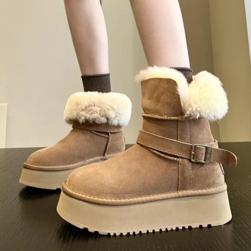 Winter High-quality Suede Design Warm Mid-tube Womens Boots Comfortable Thick-soled Snow Boots 2024 New Soft Plush Fashion Boots