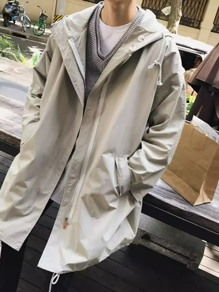 

Мужская стильная корейская куртка-худи средней длины, свободного кроя, для студентов, весна-осень, демисезонная верхняя одежда