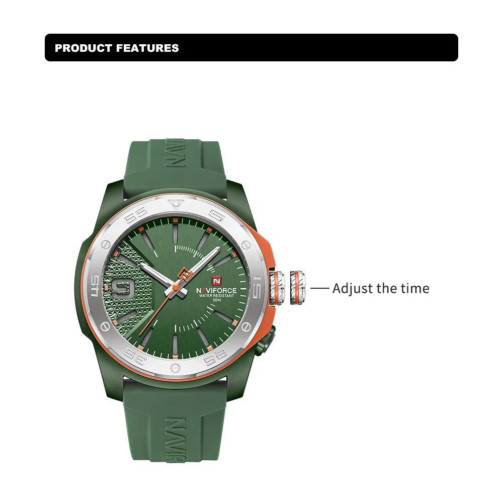 NAVIFORCE NF7112 Simple mode hommes montres Quartz affichage lumineux sport étanche bracelet en Silicone montre-bracelet