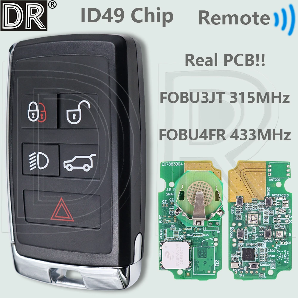 DR KOBJXF18A PEPSFOB 315MHz 433MHz ID49 Chip Proximity Car Remote Key For Land Rover Velar Range Discovery 2017 2018 2019 2020