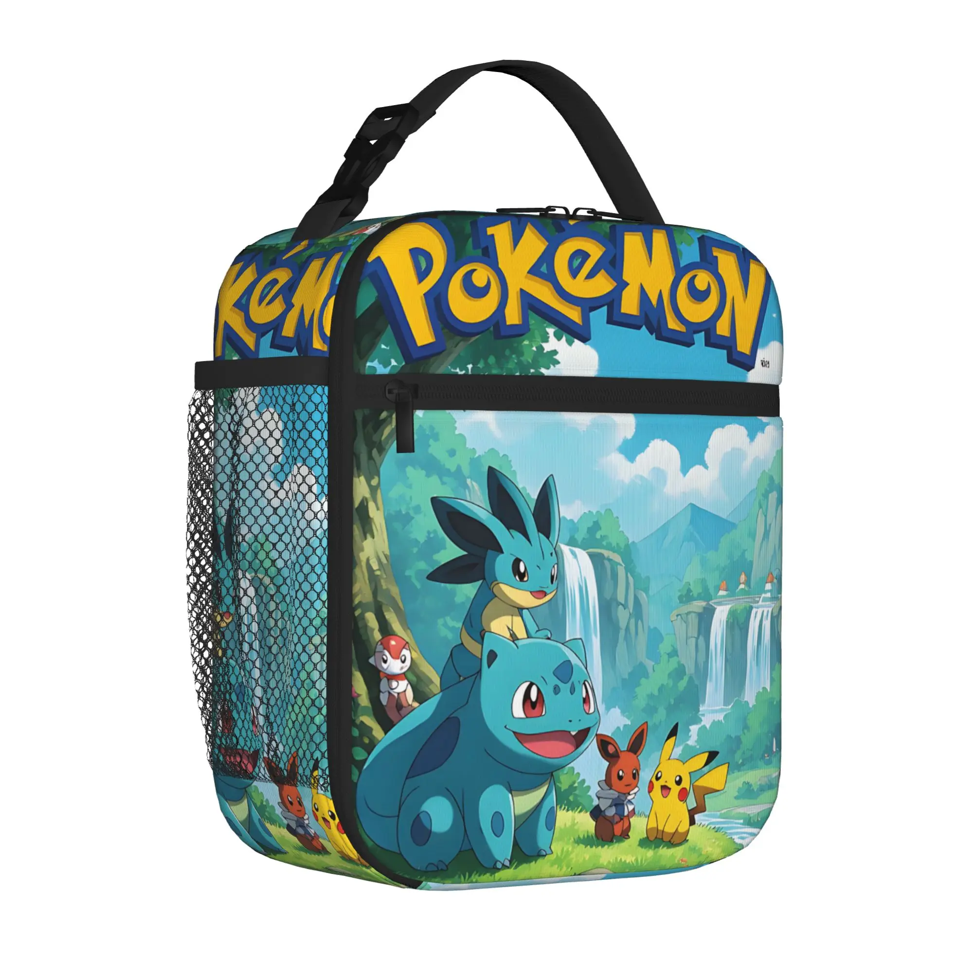 1 Piece Portable Lunch Container River  Zipper Closure Durable Pocket Pokemon  For Lunch Lunch Box Bag