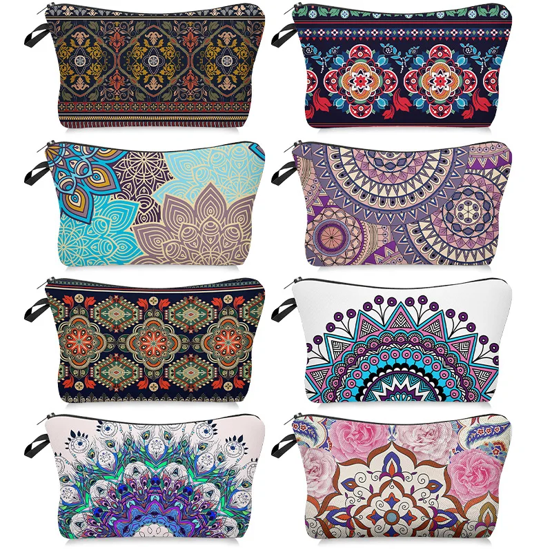Hot-selling Mandala Flower Cosmetic Bag Home Business Trip Large-capacity Cosmetic Storage Bag Travel Toilet Bag Makeup Pouch