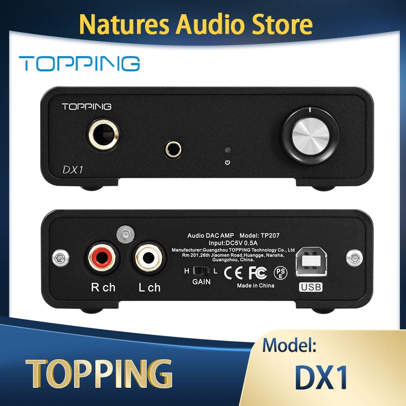 

TOPPING DX1 Mini Decoder AK4493SEQ DAC Desktop Headphone Amplifier AMP Output Power 280mw x2 Suitable for High Sensitivity IEMS