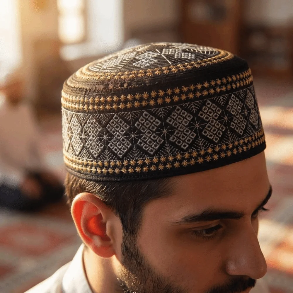 

Turban Hats Ethnic Style Islam Flat Cap Round Breathable Embroider Bonnet Beanie Comfortable Thin Worshipping Hat Outdoor