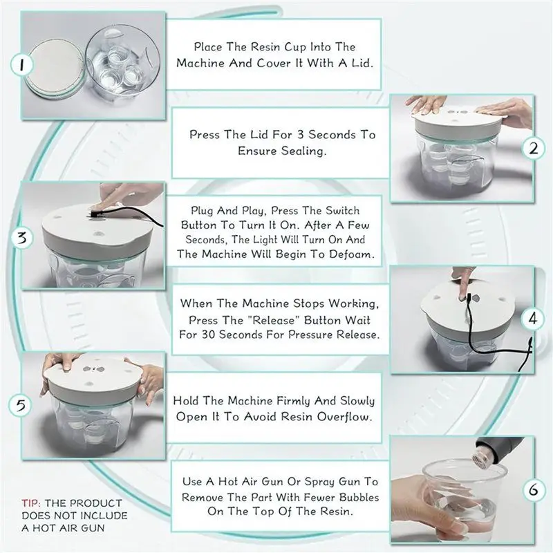 Feb.Resin Bubble Remover With 2L Chamber And Timer, 95 Kpa Vacuum For Molds, US Plug