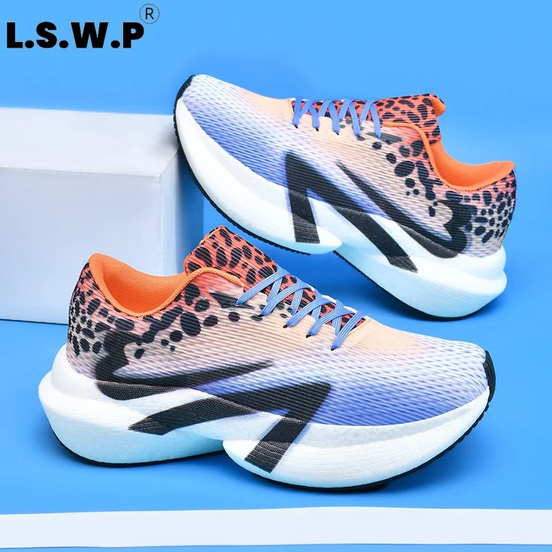 Men's Running Shoes, Tennis Shoes, All-Season Versatile Leopard Print Racing Training Running Shoes, High-Elastic Thick-Soled Sports Shoes for Men and Women, Mesh Breathable Non-Slip Wear-Resistant Jogging Shoes, Student Outdoor Fitness Casual Daily Commuting Multi-Color Fashionable Sports Trendy Shoes