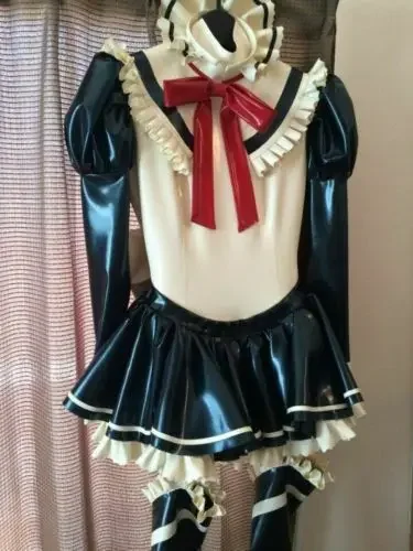 

Latex Dress Rubber Club Dresses Cosplay Maid Masquerade Stocking s S-XXL