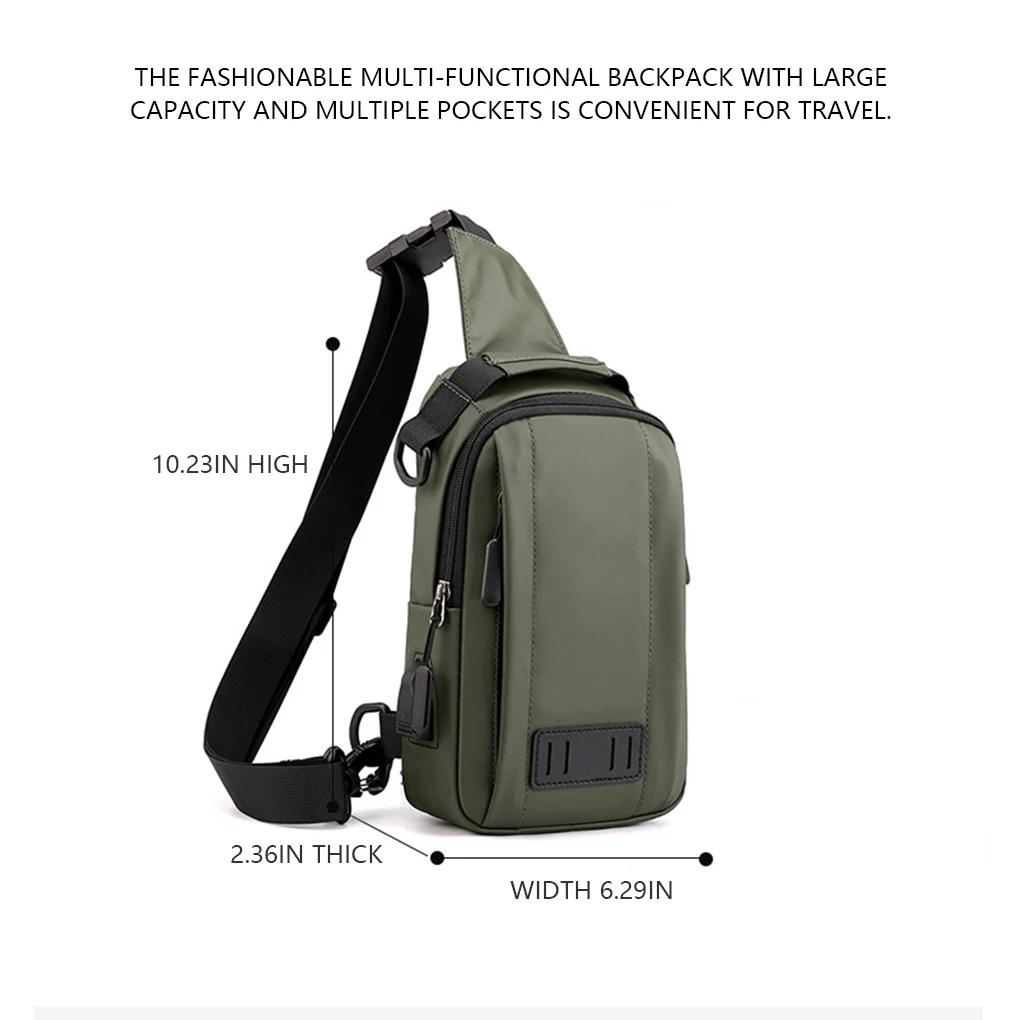 Men Chest Bag Portable Shoulder Pouch Outdoor Crossbody Pack Buckle Nylon Travel Casual Zipper Pocket Handbag Black