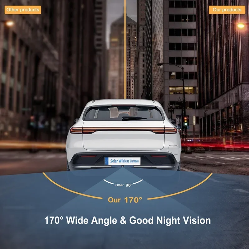 Parking Sensor System Reversing Radar 2 Channel Front Back Reverse HD Camera 5 Inch Solar 2.4GHz Digital Wireless Monitor