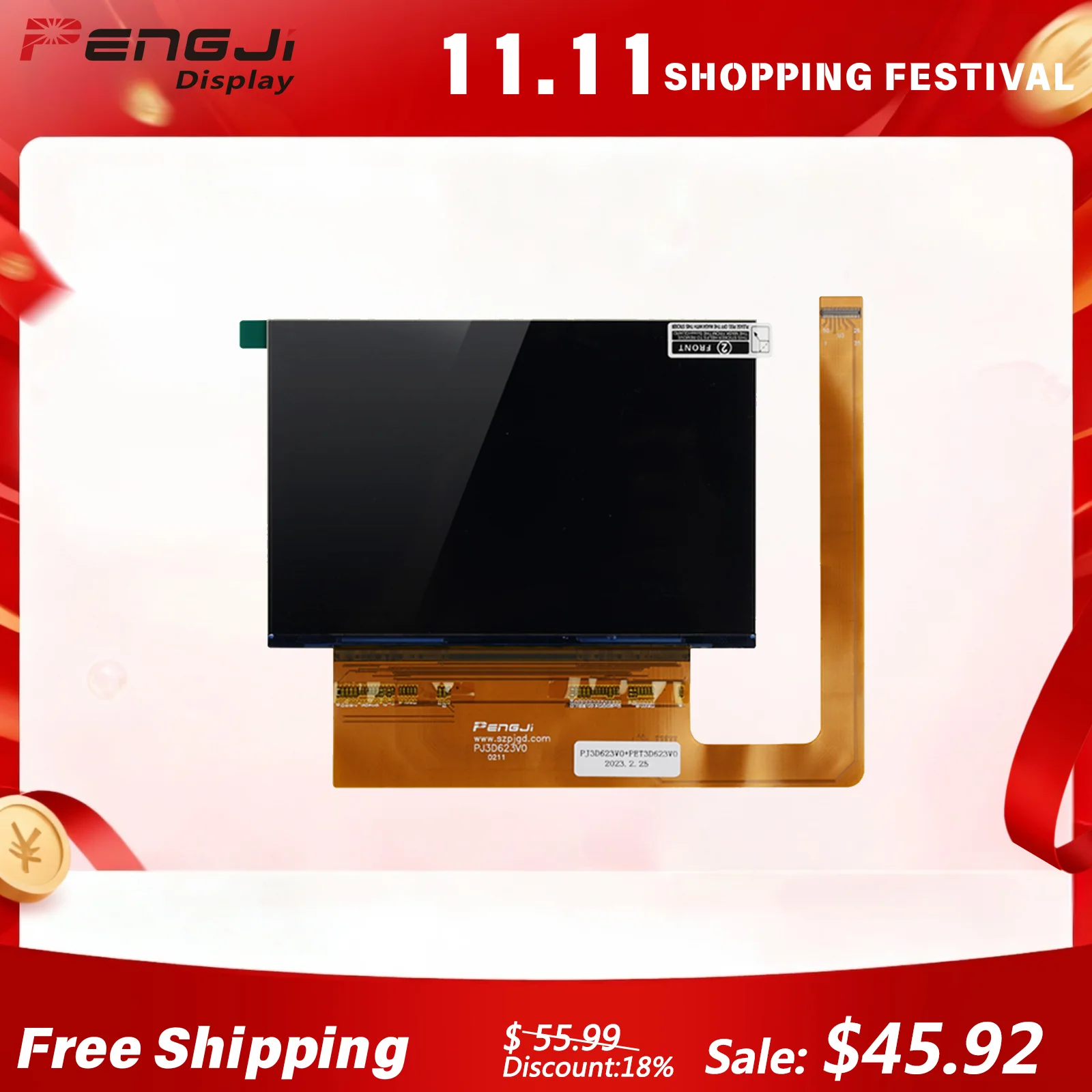 ANYCUBIC Photon Mono 4K 6.23 inch Monochrome LCD Screen Original LCD Screen Replacement PJ3D623V0 With Protective Film