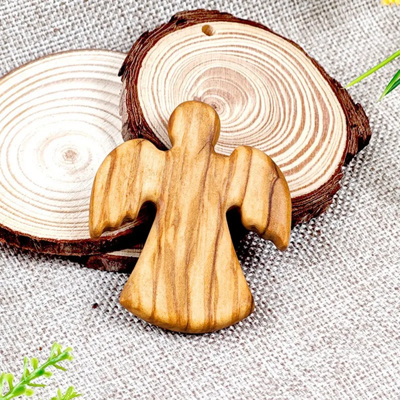 Angel Olive Wood Baptism Prayer Decoration Wooden Crafts Ornaments Gift