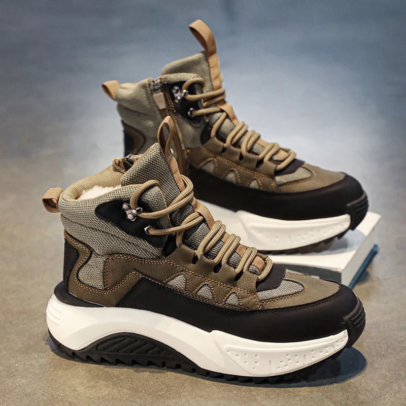 Stivali da neve scarpe da uomo invernali con isolamento morbido Scarpe di cotone nord-est pelliccia integrata impermeabile e suola spessa antiscivolo ele