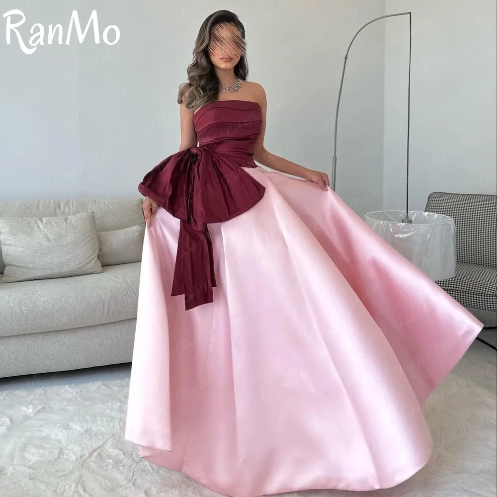 

Ranmo Customised Pink Strapless Party Long Bespoke Occasion Gown Evening Dresses Pastrol Unisex Jersey Retro Dubai Saudi Arabic